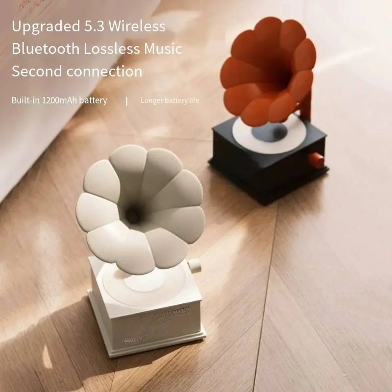 Vintage Bluetooth Phonograph Speaker with Harman Sound & Ambient Light