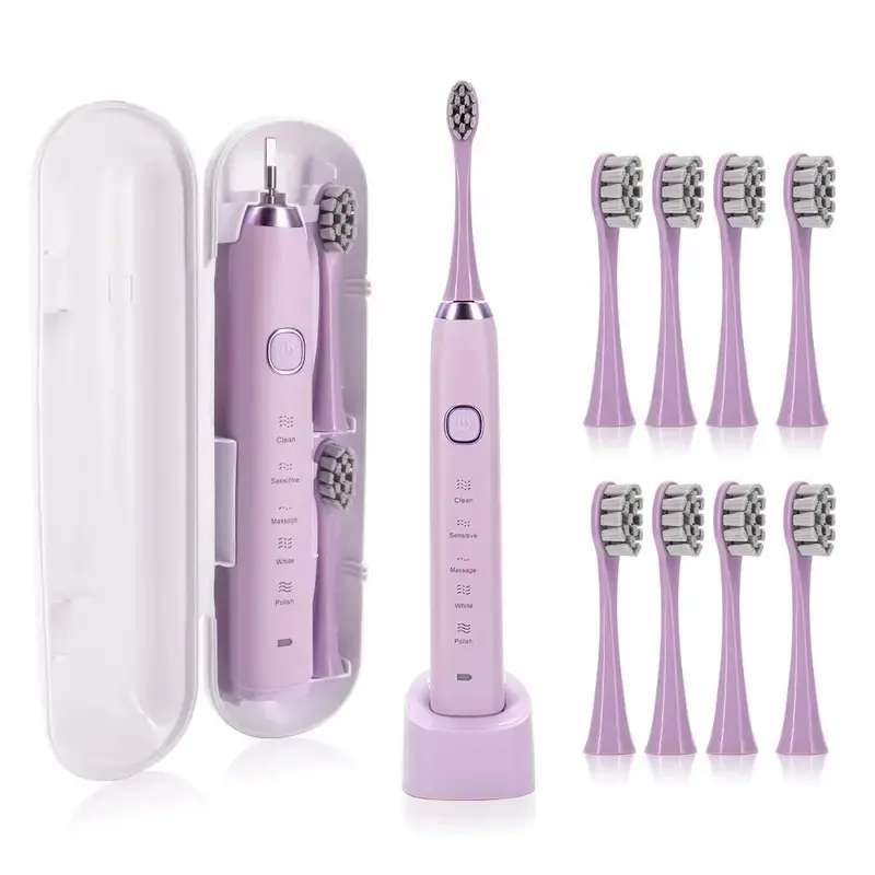 Wholesale 5-speed 8 brush head portable case sonic electric toothbrush adult model induction rechargeable toothbrush
